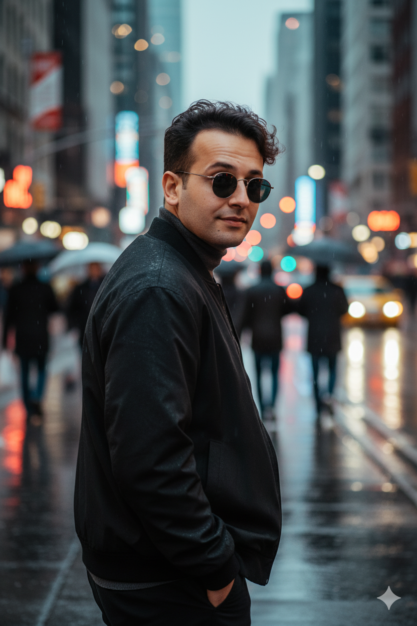 Stylish Man, Moody Cityscape Image