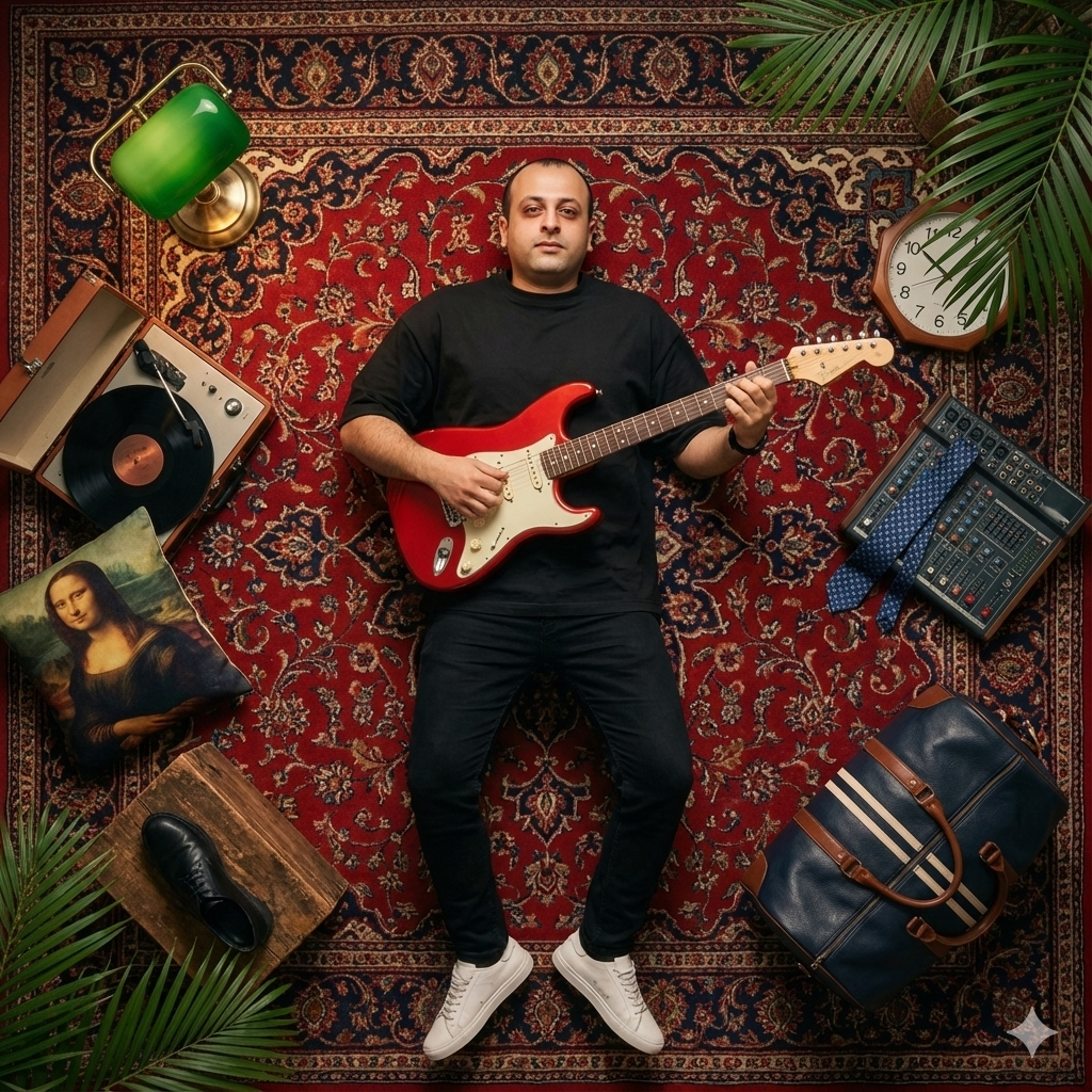 Realistic Guitarist Portrait with Custom Face